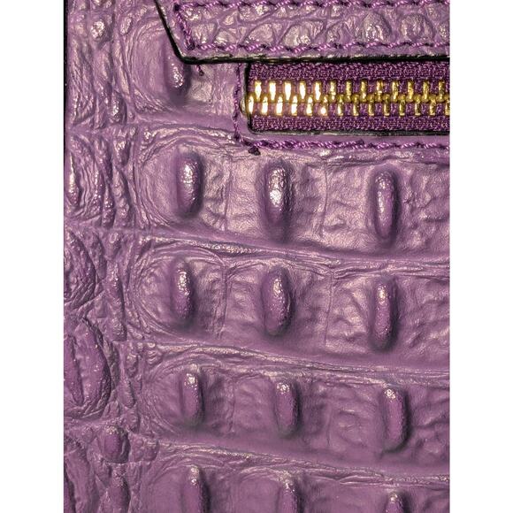 Firenze Italy Purple Leather Croc Embossed Long Strap/Short Strap Shoulder Bag - Picture 8 of 16